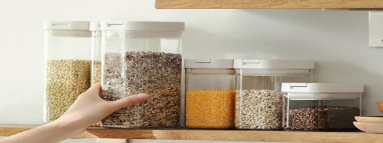 투명 플라스틱 용기 시리얼 보관함 캐비닛 식료품 저장실 조직 주방 조리대 상자